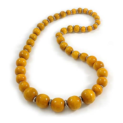 Avalaya Statement - Collana Con Perline In Legno, 70 Cm
