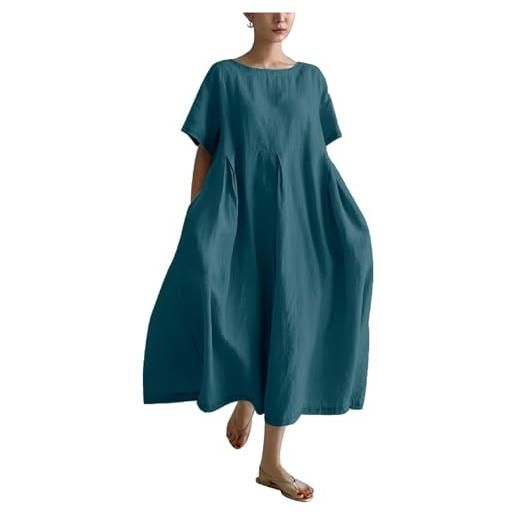 MARSVOVO abito estivo da donna 2024 plus size tinta unita semplice oversize vestibilità ampia orlo con volant abito da spiaggia, tgcolor1, 4xl