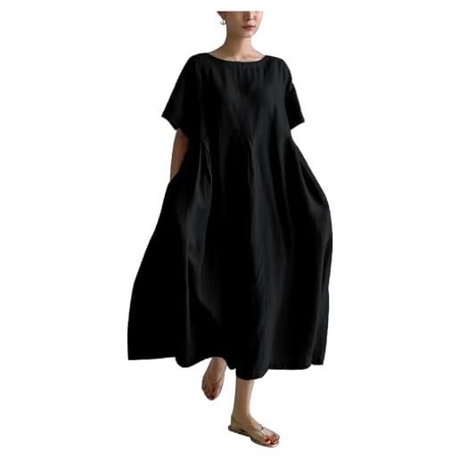 MARSVOVO abito estivo da donna 2024 plus size tinta unita semplice oversize vestibilità ampia orlo con volant abito da spiaggia, gbcolor14, 4xl
