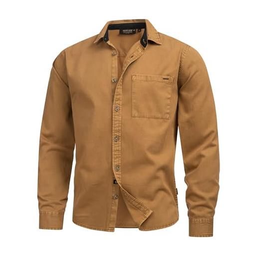 Indicode uomini inbroidy shirt | camicia a maniche lunghe in 100% cotone rubber xl