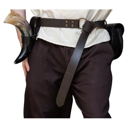 Leonardo Carbone® cintura unisex vichinga in pelle con goffratura celtica kegan - cintura in pelle da uomo, abbigliamento medievale, cintura da donna, larp, carnevale, cosplay, hobbit, 100% vera