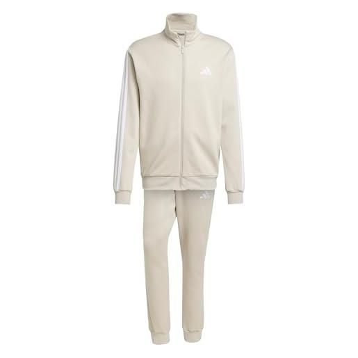 adidas uomo sportswear basic 3 stripes fleece tracksuit, wonder alumina, l