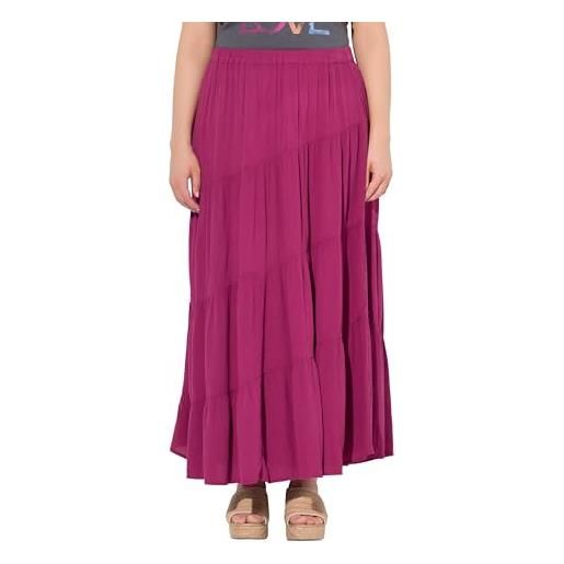 Ulla Popken - maxi gonna da donna, taglie forti, con cuciture diagonali, linea ad a, elastico in vita, magnolia, 54-56