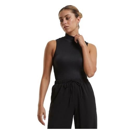 Urban Classics tb6993-ladies glitter high neck body t-shirt, nero, s donna