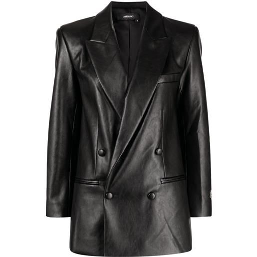 ANOUKI blazer doppiopetto in finta pelle - nero