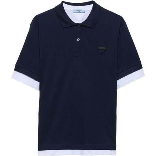Prada polo con applicazione - blu