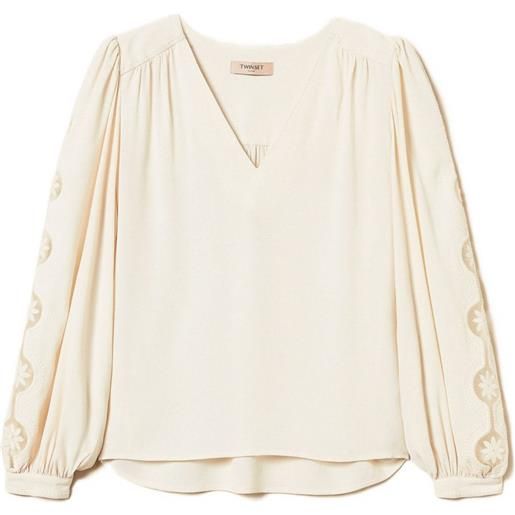 TWINSET blusa con ricamo - toni neutri