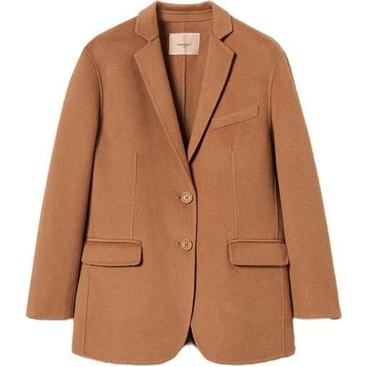 TWINSET cappotto monopetto in lana - marrone