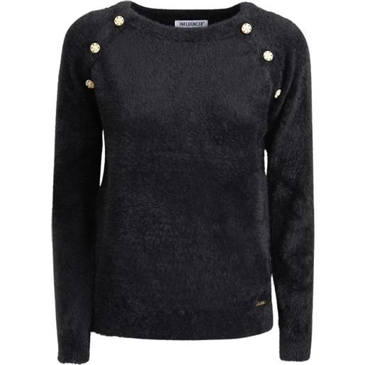 Influencer morbido maglione nero firmato Influencer