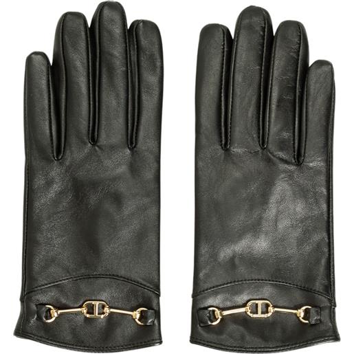 TWINSET guanti eleganti in similpelle con morsetto dorato