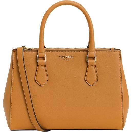 TWINSET borsa a mano twinset in saffiano color cuoio