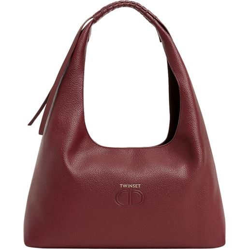TWINSET hobo bag twinset in vera pelle bordeaux