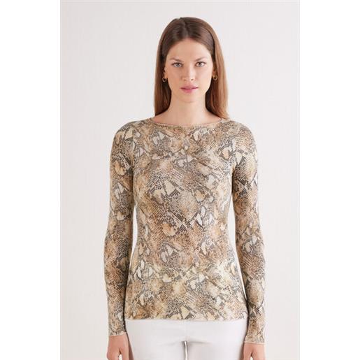 Intimissimi maglia in modal ultralight con cashmere stampa animalier serpente seductive glamour stampa