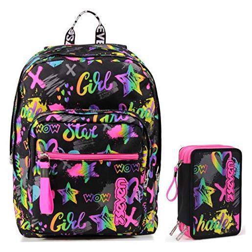 Seven kit scuola - zaino extra fit Seven + astuccio - iridescent