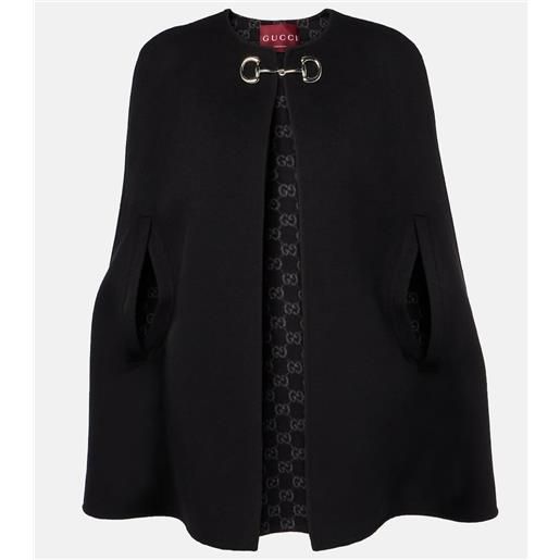 Gucci mantella horsebit in lana e seta
