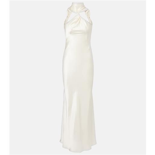 The Attico abito lungo in raso con scollo allâamericana