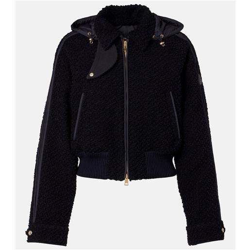 Moncler piumino in lana vergine con cappuccio