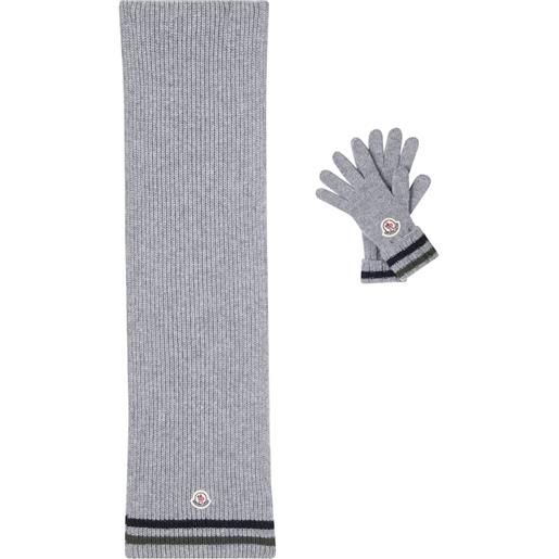 Moncler Enfant set sciarpa e guanti in lana vergine