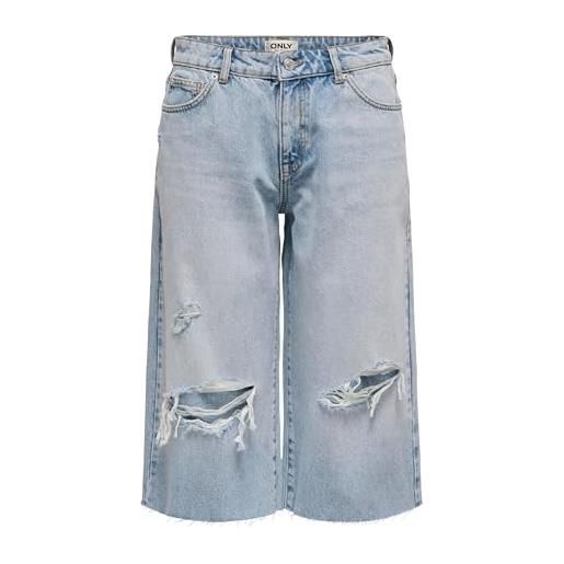 ONLY onlcobain reg dest w long dnm shorts dot, mix blu chiaro, l donna