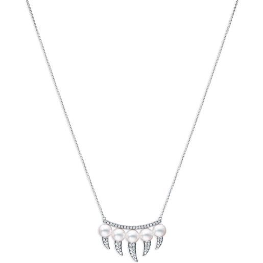 TASAKI collana danger fang in oro bianco 18kt con perle e diamanti - argento