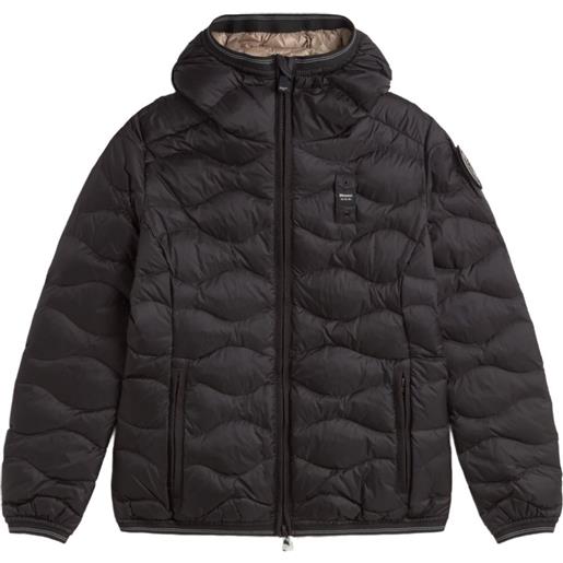Blauer piumino trapuntato con cappuccio - nero