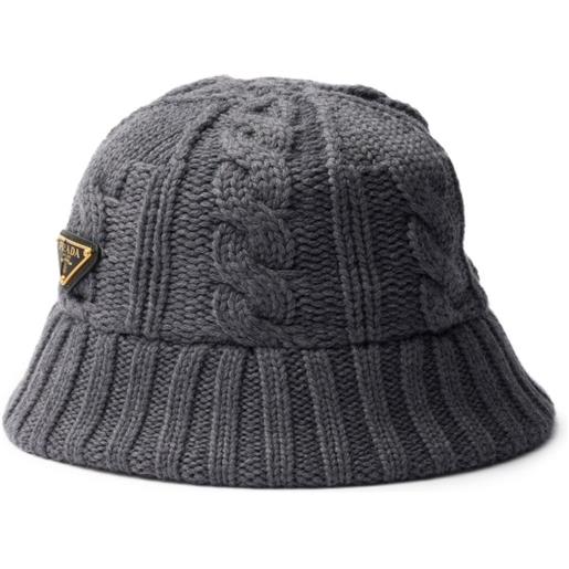 Prada cappello bucket in maglia a trecce - grigio