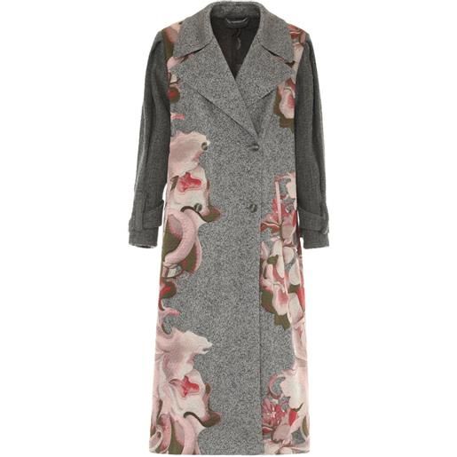 Alberta Ferretti cappotto con ricamo a fiori - grigio