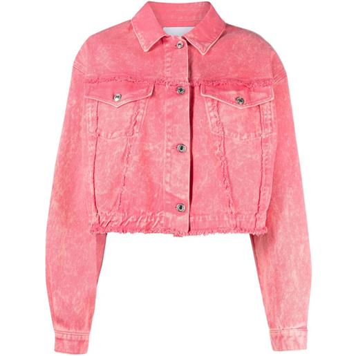 MSGM giacca denim con frange - rosa