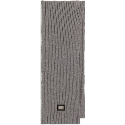 Dolce & Gabbana Kids sciarpa a coste con placca logo - grigio