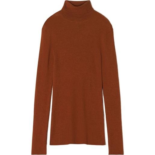 Lanvin maglione a coste con collo alto - marrone