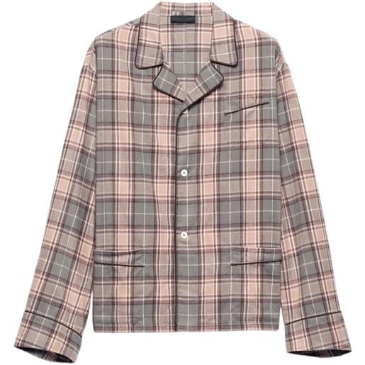 Prada camicia a quadri con tasca - marrone