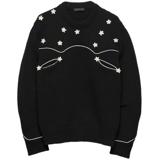 Prada maglione con ricamo stella - nero