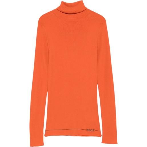 Moncler maglione a coste con collo alto - arancione