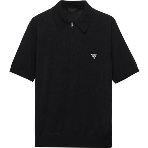 Prada polo con mezza zip - nero
