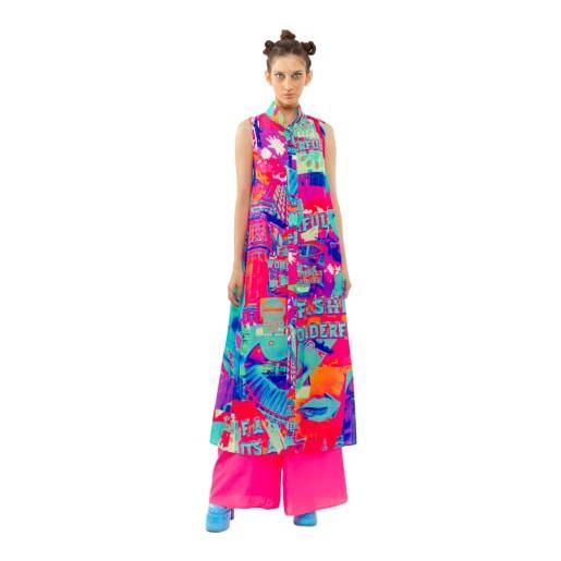 CHAOUICHE gilet flow donna, stampa con downtown di los angeles, s