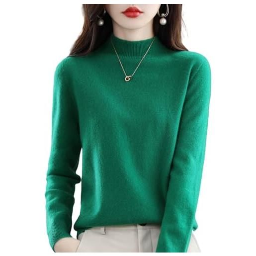Sunlighty maglioni in cashmere per le donne plus size collo a lupetto 100% lana di cashmere girocollo manica lunga accogliente morbido pullover lavorato a maglia maglioni, verde, l