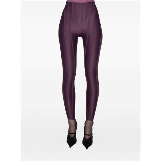Mugler leggings a vita alta - viola