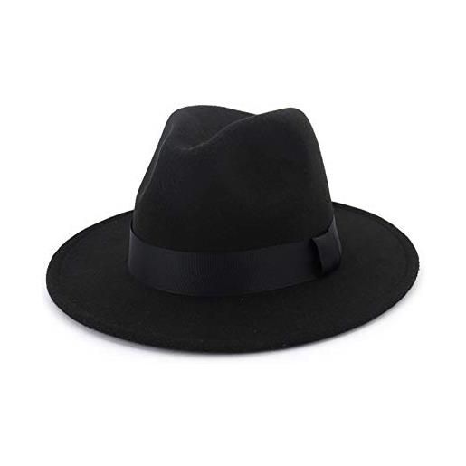Gossifan fedora cappelli da uomo con cintura classica a tesa larga, unisex - bianco - 7 1/8/7 1/4