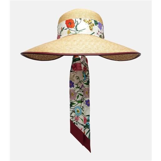 Gucci cappello in paglia con stampa floreale