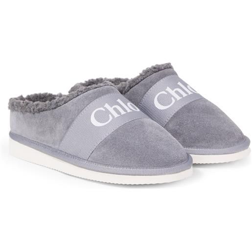 Chloe Kids chloã© kids slippers in suede con logo