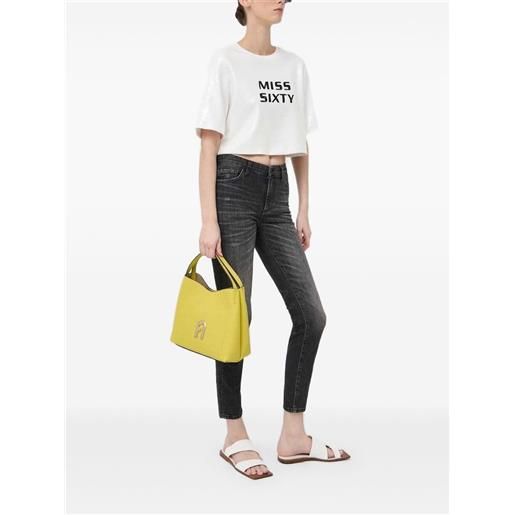 Miss Sixty top corto con paillettes - bianco