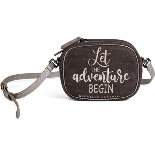 Brunello Cucinelli Kids borsa a tracolla denim - marrone