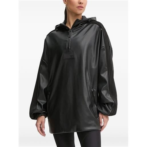 Ea7 Emporio Armani felpa con cappuccio in pelle sintetica - nero