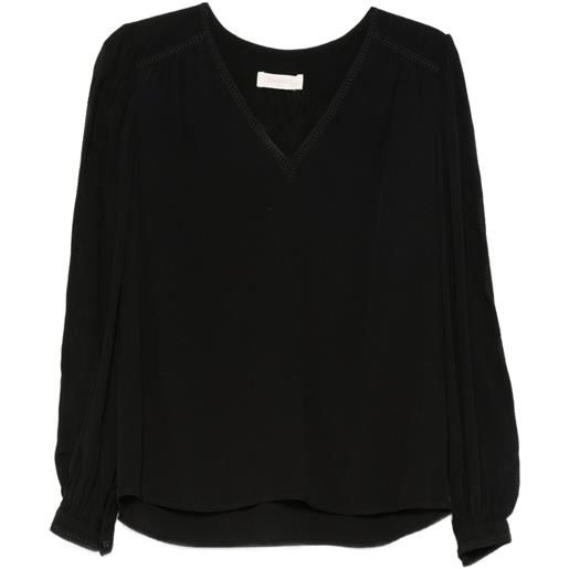 TWINSET top con scollo a v e maniche a palloncino - nero