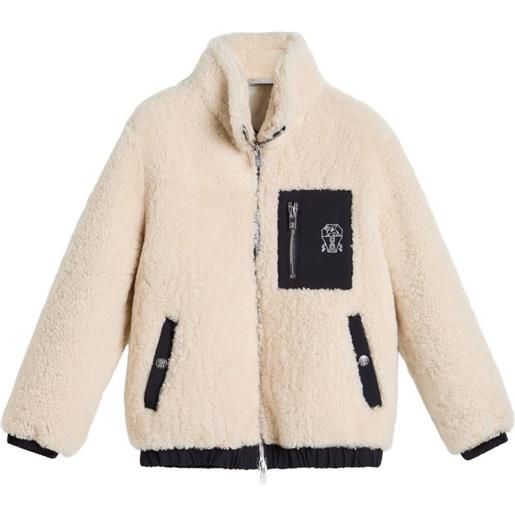 Brunello Cucinelli Kids bomber con inserti - toni neutri