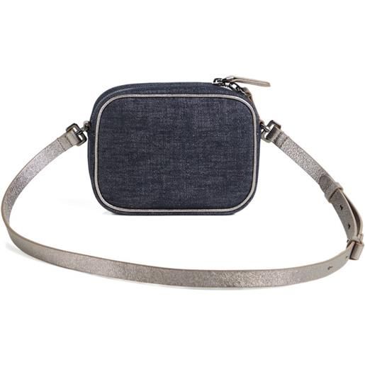 Brunello Cucinelli Kids borsa a tracolla con ricamo - blu