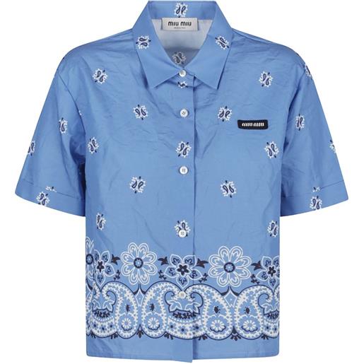 Miu Miu camicia a maniche corte con stampa bandana - blu