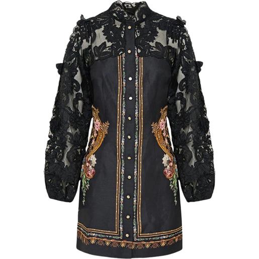 Camilla abito corto a fiori - nero