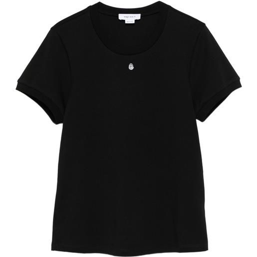 Alexander McQueen t-shirt in cotone con logo - nero