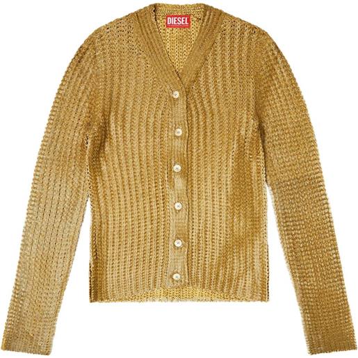 Diesel cardigan in maglia a coste - marrone